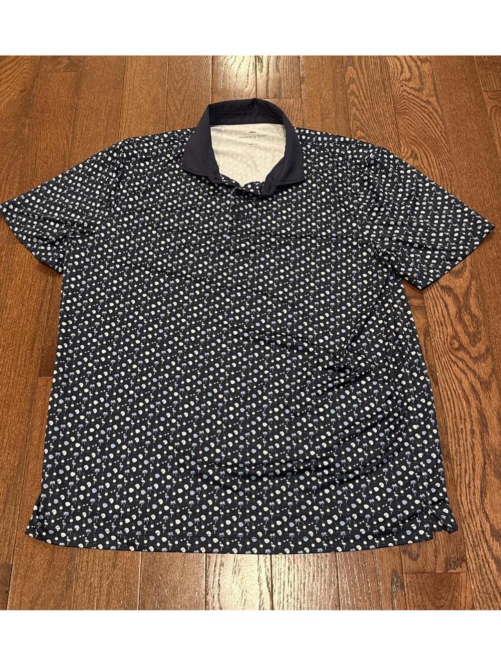 Grayson & Dunn Mens Golf Polo Shirt Large Tropical Print Short Sleeve Large
